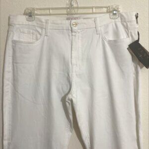JEN7 by 7 for All Mankind Women's Straight Crop & Roll White Denim Jeans Size 14